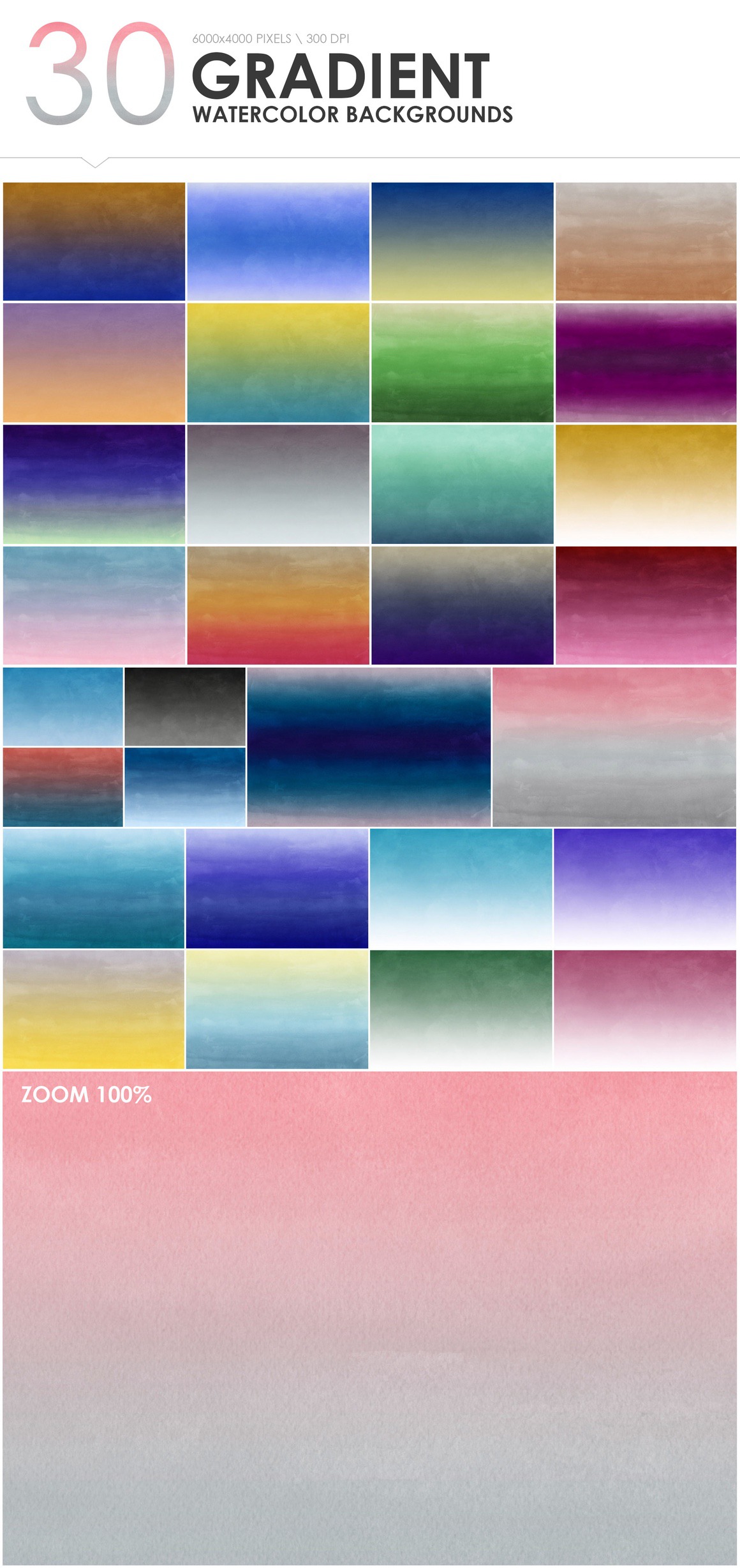 300 Diverse Watercolor Backgrounds